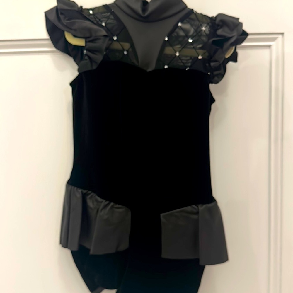 A Wish Come True Dance costume ISC intermediate small black adorable biketard